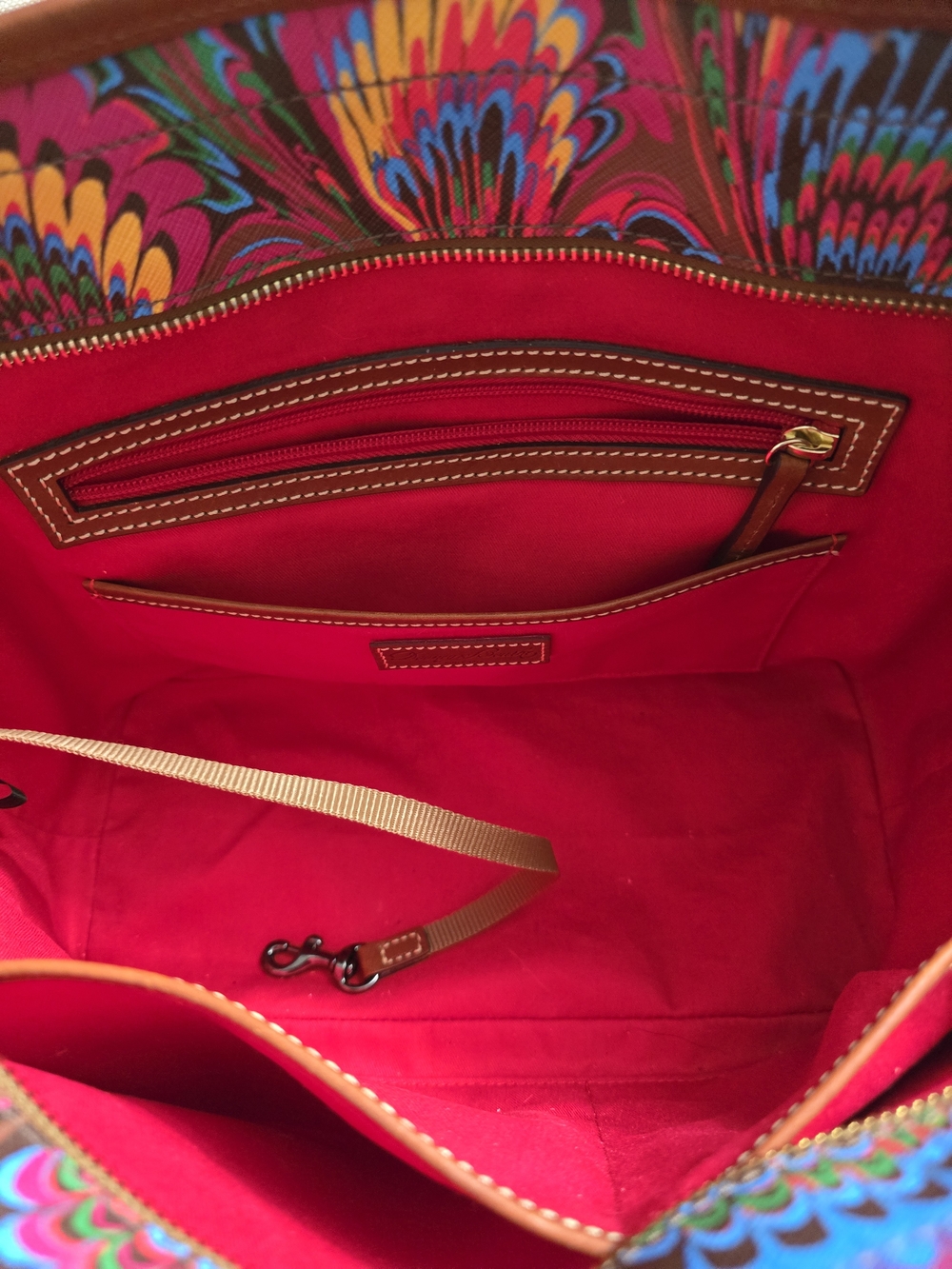 Dooney & Bourke Multicolor Marbled Print Tote and Wristlet with Brown Trim - Picture 6 of 11